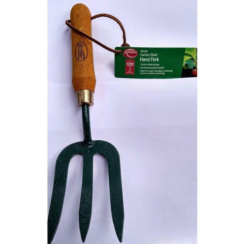 Garden Hand Fork, varnished wooden handle, strong construction.