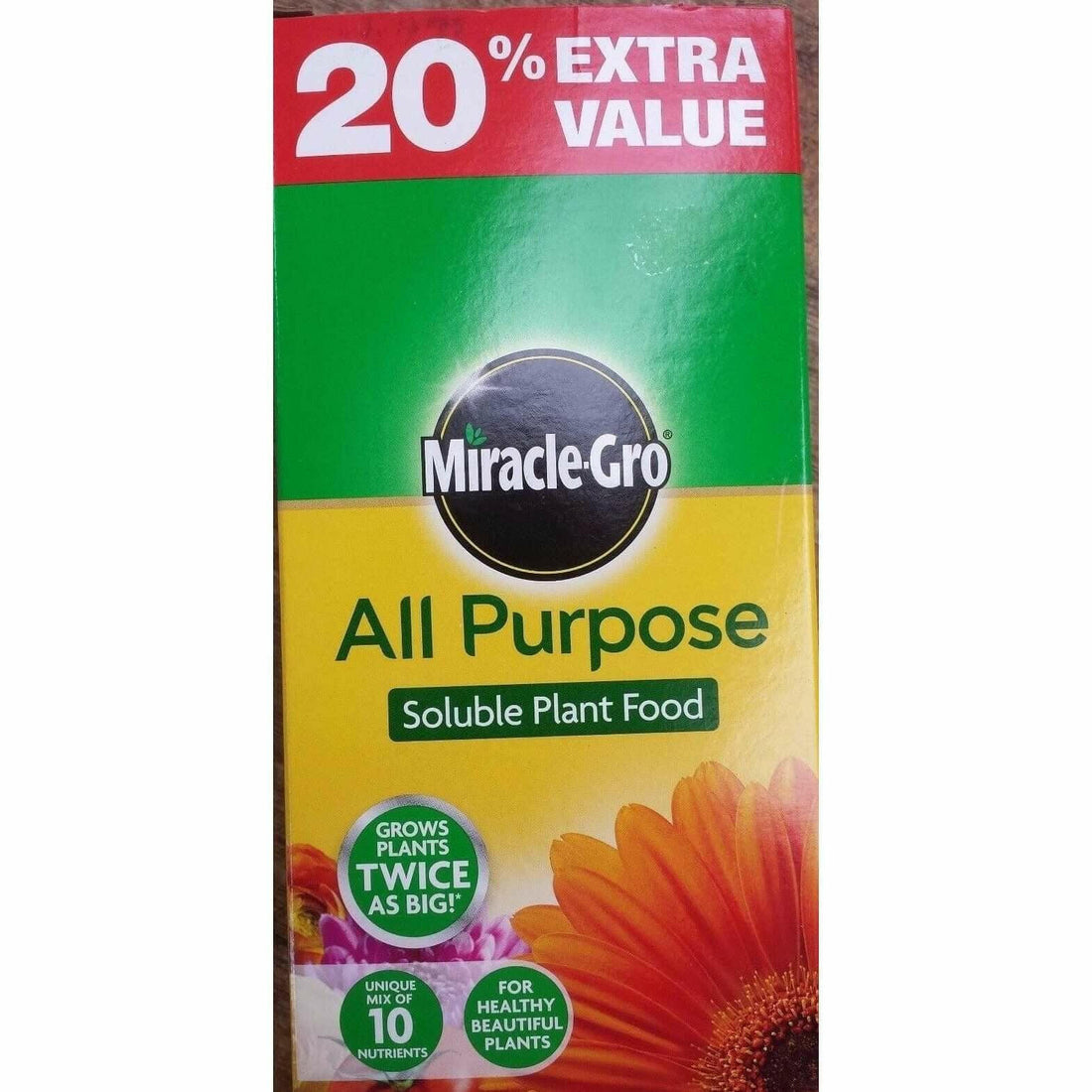 Miracle-Gro All Purpose Soluble Plant Food 1kg + 20% Free pack.