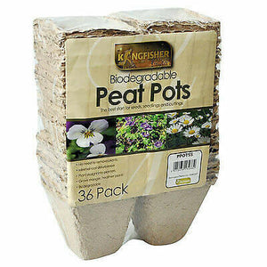 Kingfisher Biodegradable Pots, Seedling Pots, Gardening - 36 Pack - Square  from kingfisher 4.99